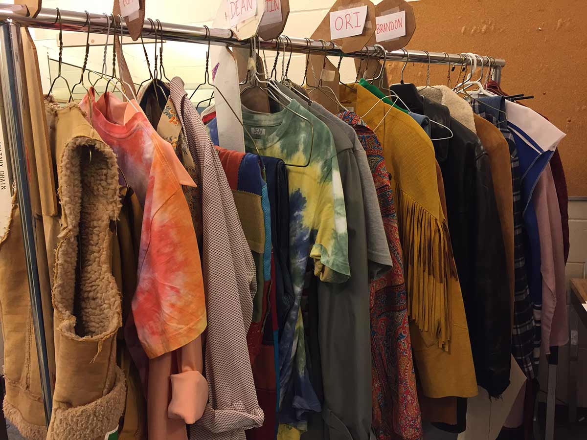 Some of the costumes on a rack
